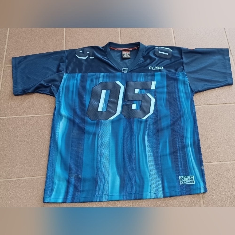 VTG FUBU Sports 05 Official Champions XXL League Football Jersey Blue Y2K
